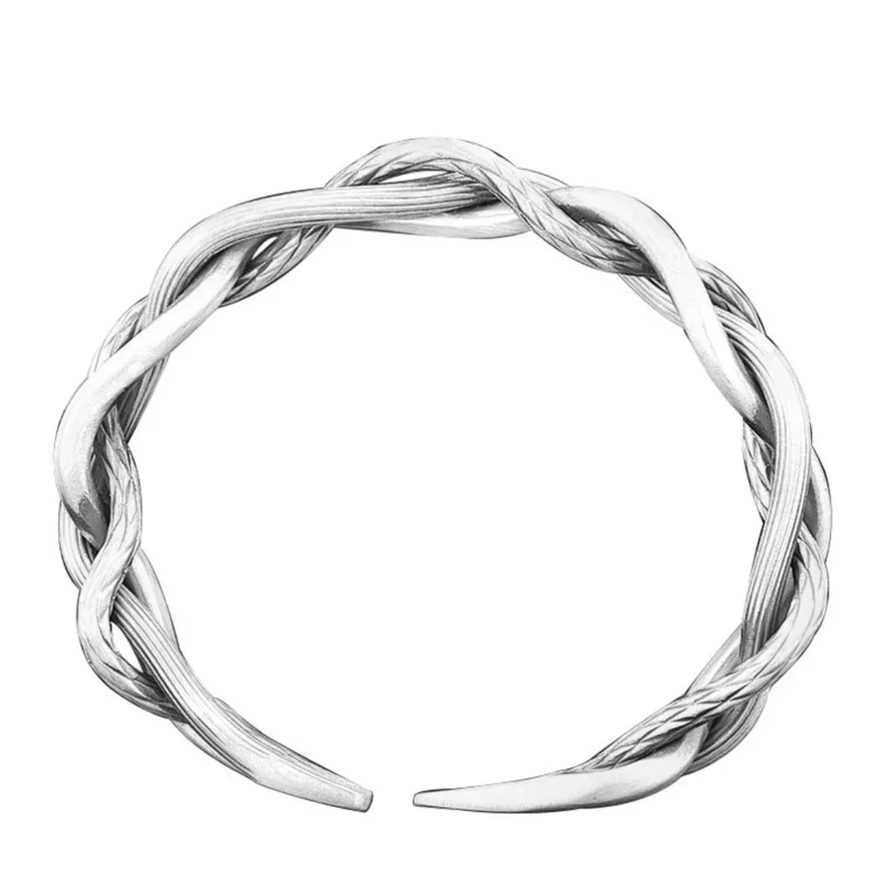 NEW Lg Unisex‎ Solid Twist 925 Sterling Silver Bracelet, Adjustable